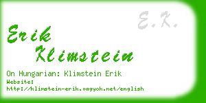 erik klimstein business card